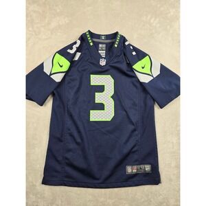 Nike Seattle Seahawks Jersey Kids Youth Large Blue Russell Wilson 3 On Field NFL